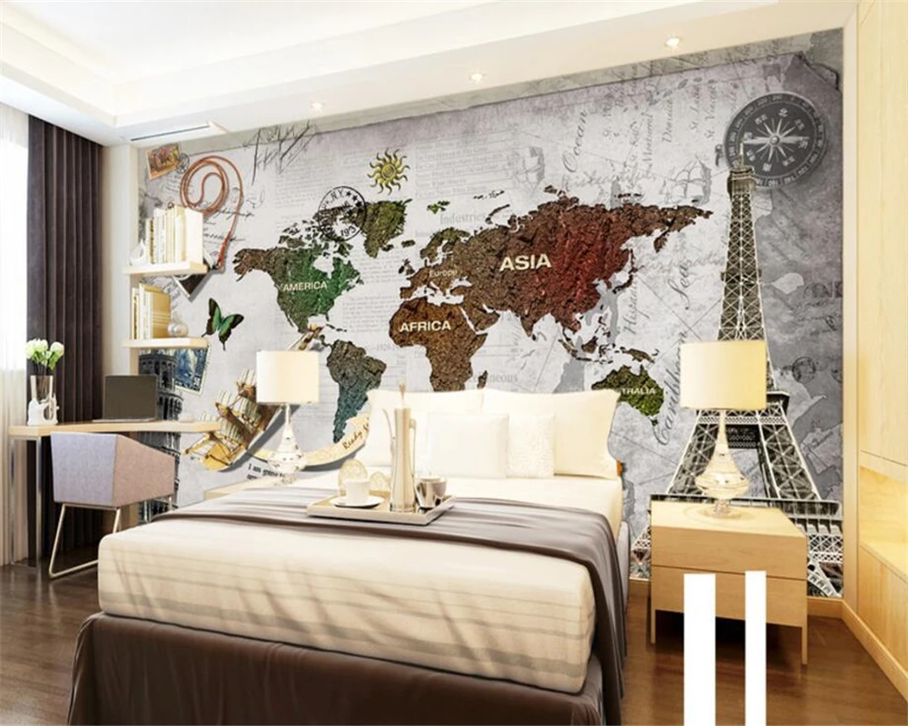 

Beibehang Custom Wallpaper Bar KTV Background Wall Ancient World Map Living Room Bedroom TV Background wall mural 3d wallpaper