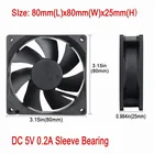 50 шт. Gdstime 80 мм x 25 мм 5 в бесщеточный радиатор 8 см 80*80*25 мм 8025s вытяжной вентилятор охлаждения постоянного тока 5 в 2 контакта