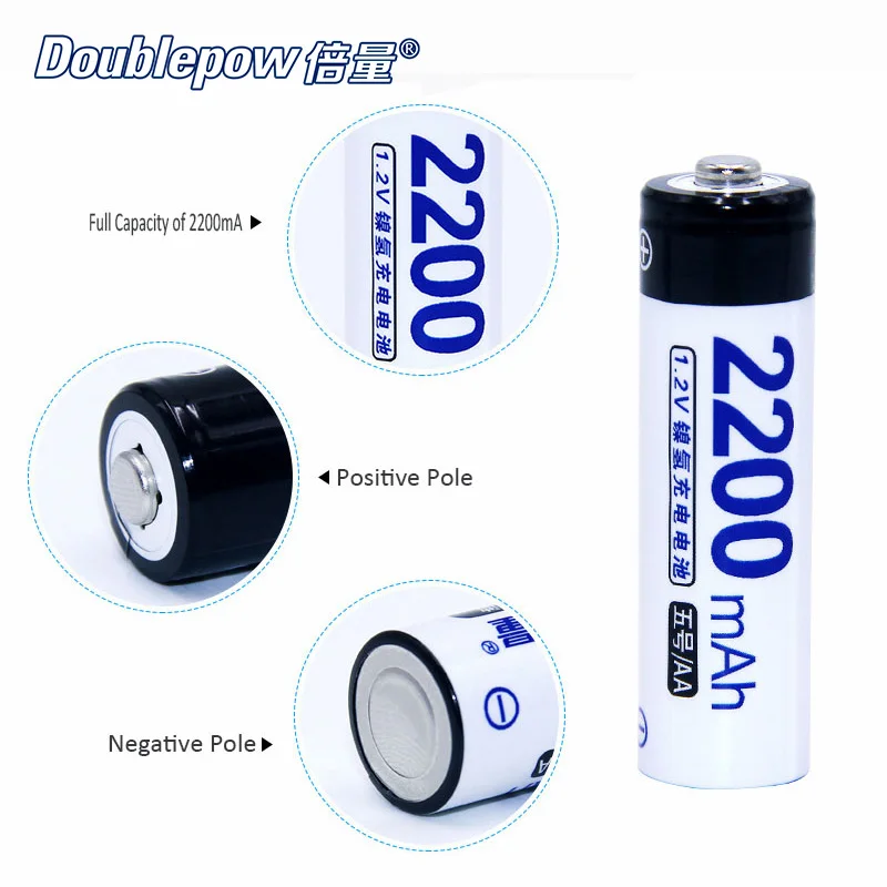 8 шт./лот doulepow DP-AA2200mAh 1.2В AA Ni-MH аккумуляторная батарея в фактической большой