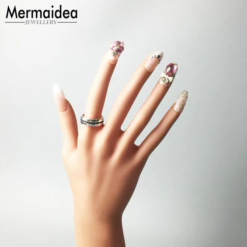 Черная линия обручальные кольца посеребренные циркониевые модные ювелирные