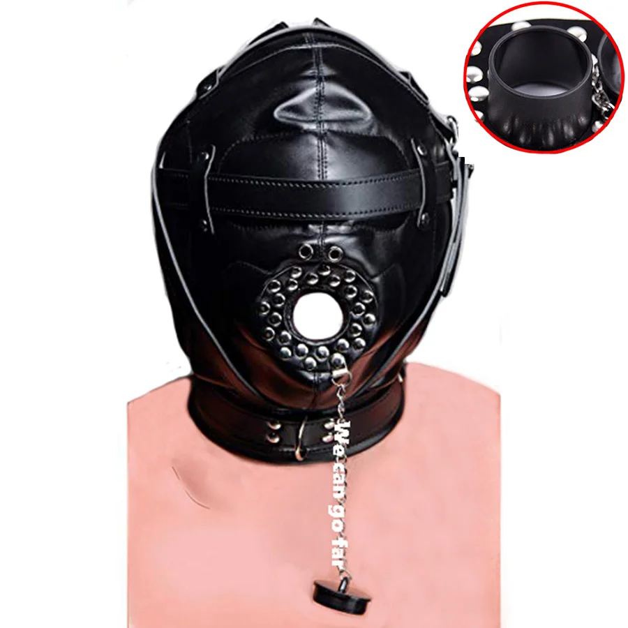 Кожаная маска со съемным ртом кляп экзотические аксессуары гот капот бондаж