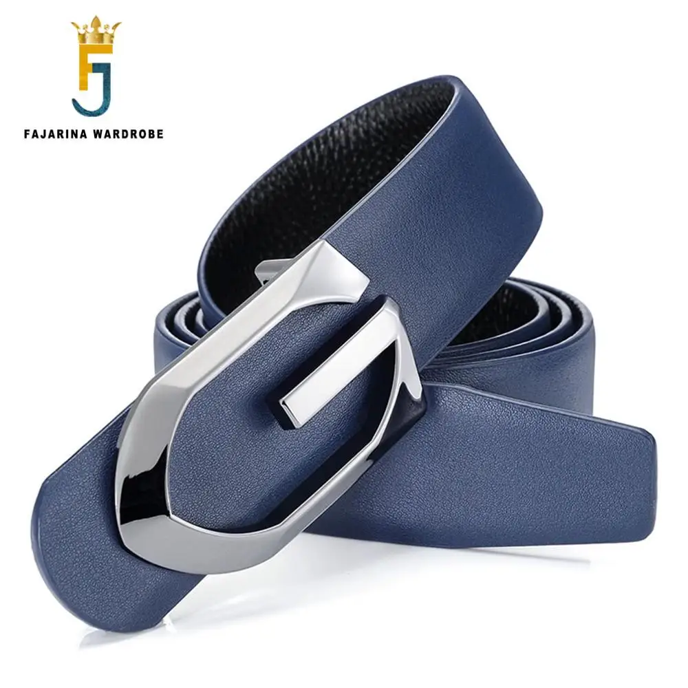 Мужской ремень FAJARINA из натуральной воловьей кожи с пряжкой горкой и