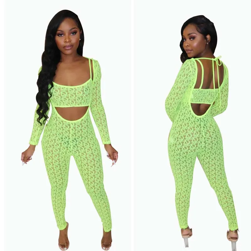 Новинка 2019 года для женщин Письмо печати сетки с длинным рукавом Сексуальная Bodycon