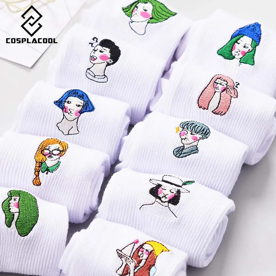 [COSPLACOOL] Японский Харадзюку женские носки без пятки с вышивкой из мультфильма