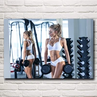 fitness model sports weightlifting women workout pictures art silk quote posters and prints wall gym paintings room decoration