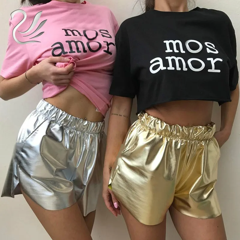 Лето 2017 г. Твердые Золотой пикантные Шорты для женщин сортировать Повседневное