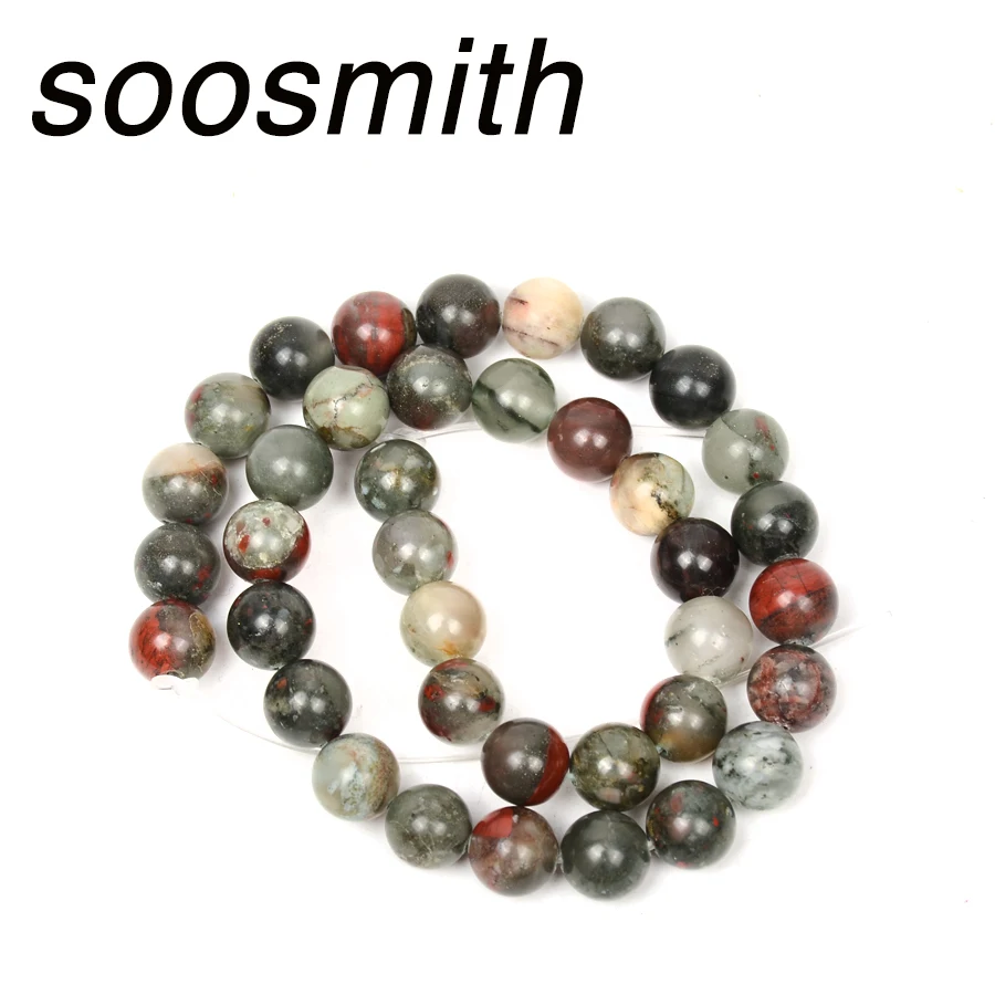 Soosmith Натуральный Камень Бисер Bloodstone Шарм Свободные Spacer Бусины для