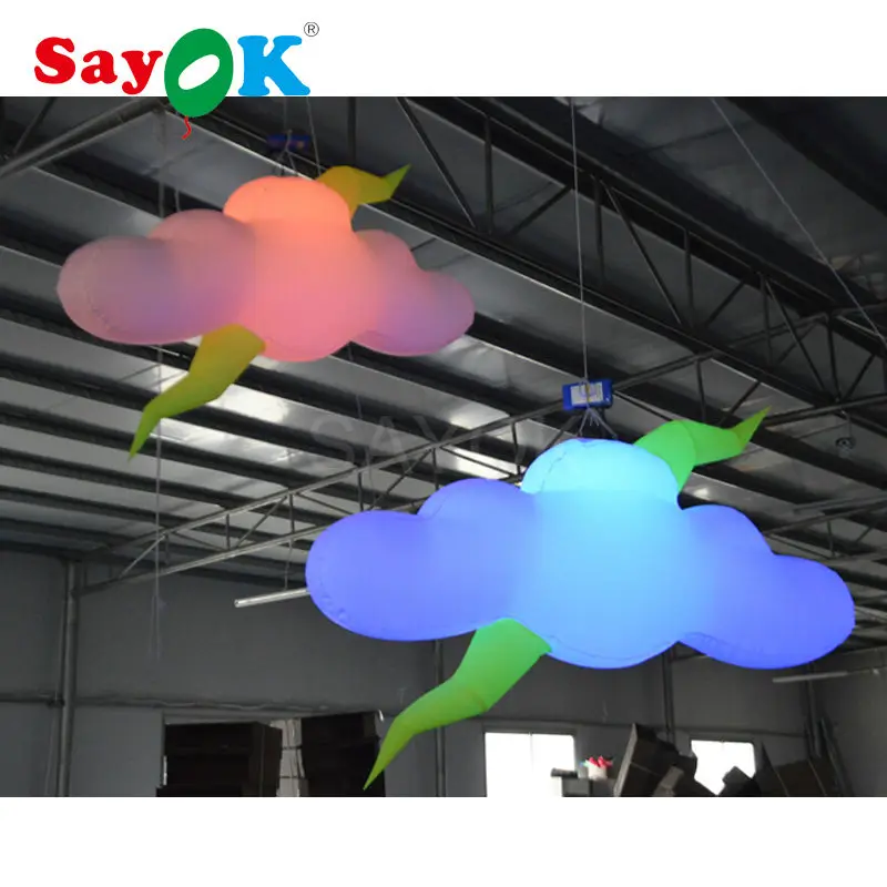 

Sayok 2m Inflatable Lighting Clouds Model Nylon Material with 16 color-changing LED Light for Wedding Party Cub Decoration