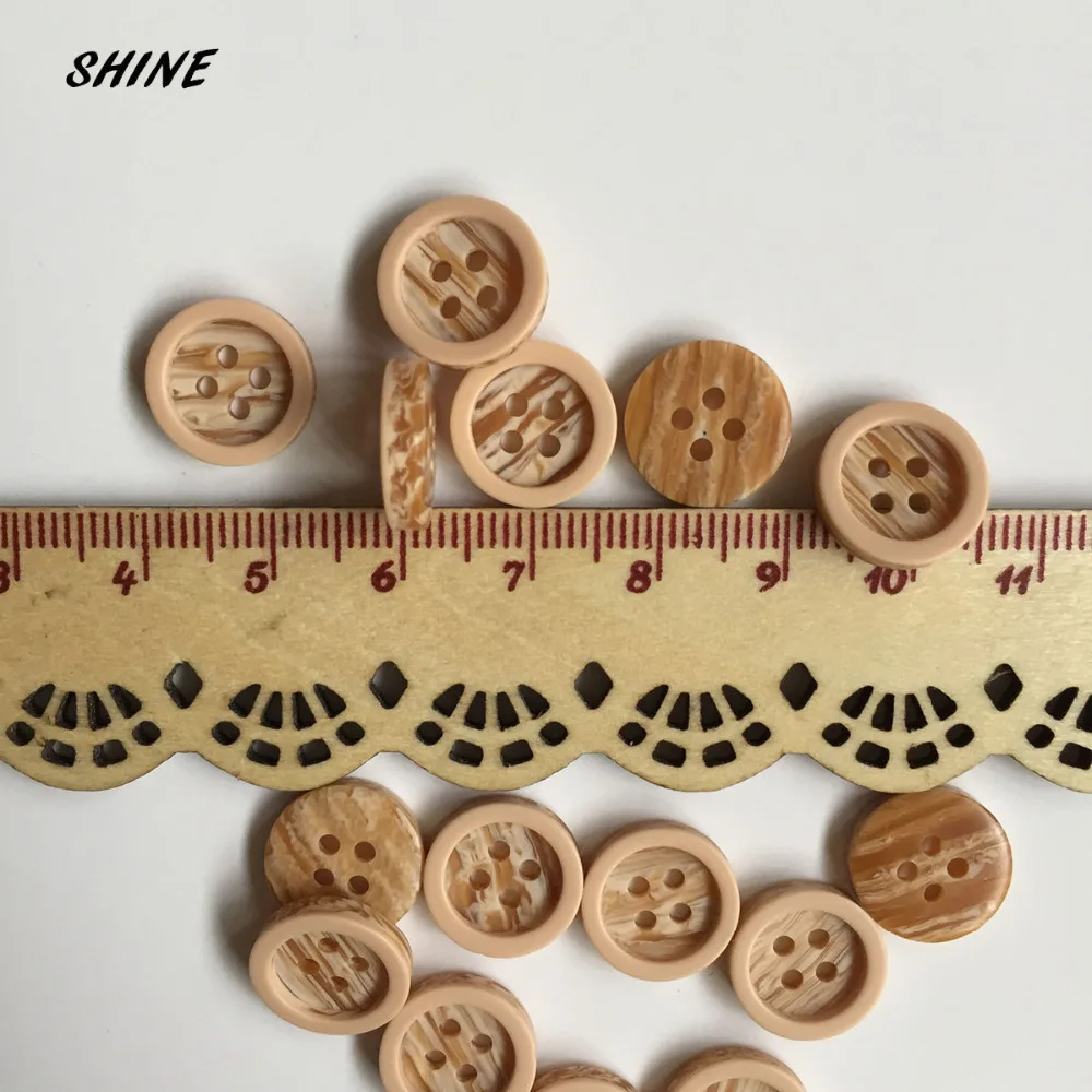 SHINE Resin Sewing Buttons Scrapbooking Round Faux-Wooden Four Holes 11.5mm Dia. 24 PCs Costura Botones Decorate bottoni botoes | Дом и сад