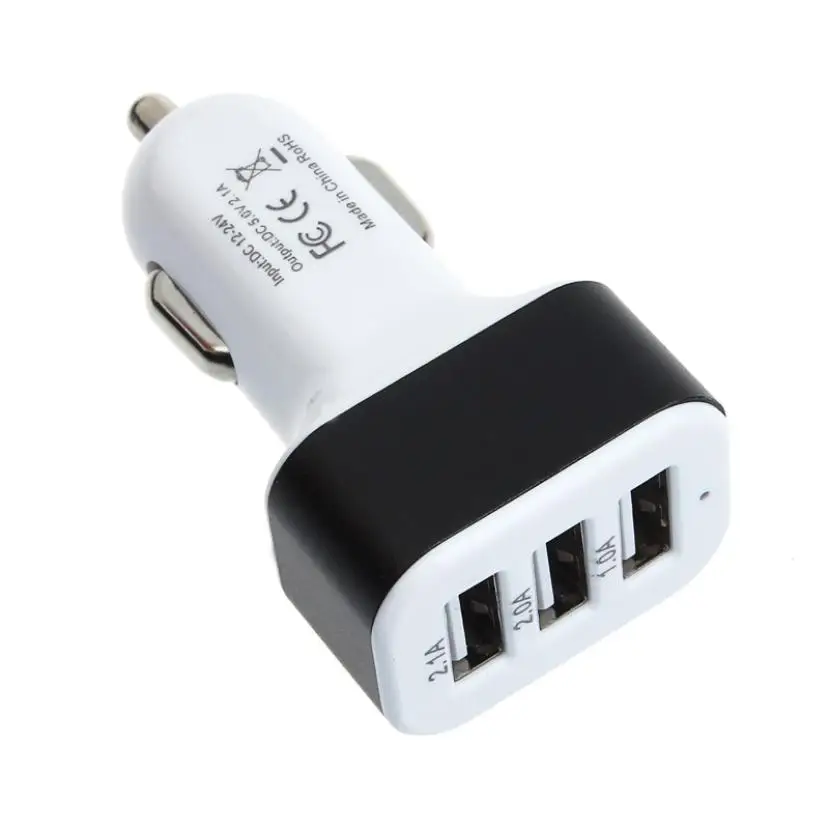 EPULA DC 5 0 V 2.1A/2A/1A Автомобильный Универсальный 12V 24V до 5V 3 Порт USB зарядное устройство