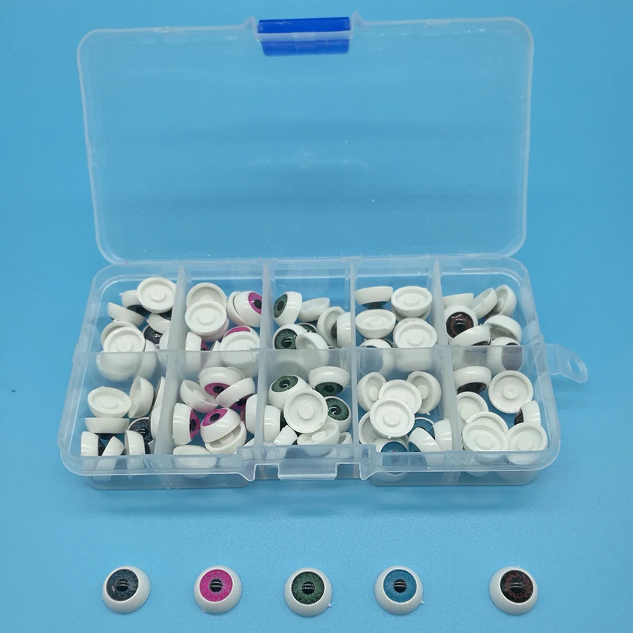 100 шт./корт. 12 мм кукольные Глазные яблоки полукруглые Акриловые Глаза для кукол