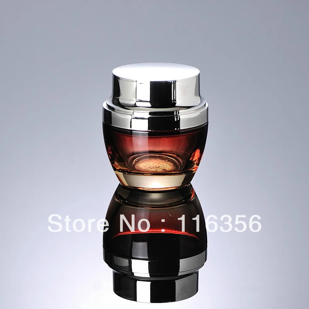 30 г красная стеклянная банка для крема с серебряной крышкой косметической