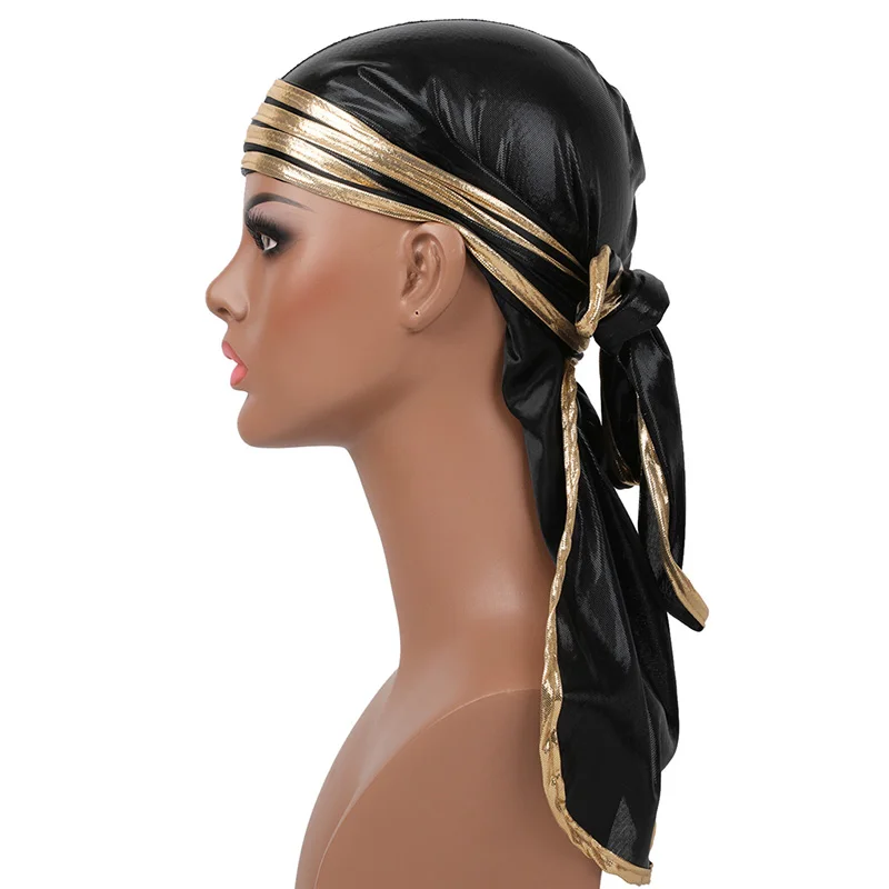 Мужская шапка-Бандана Durag шелковистая шапка-бандана в полоску повязка на голову |
