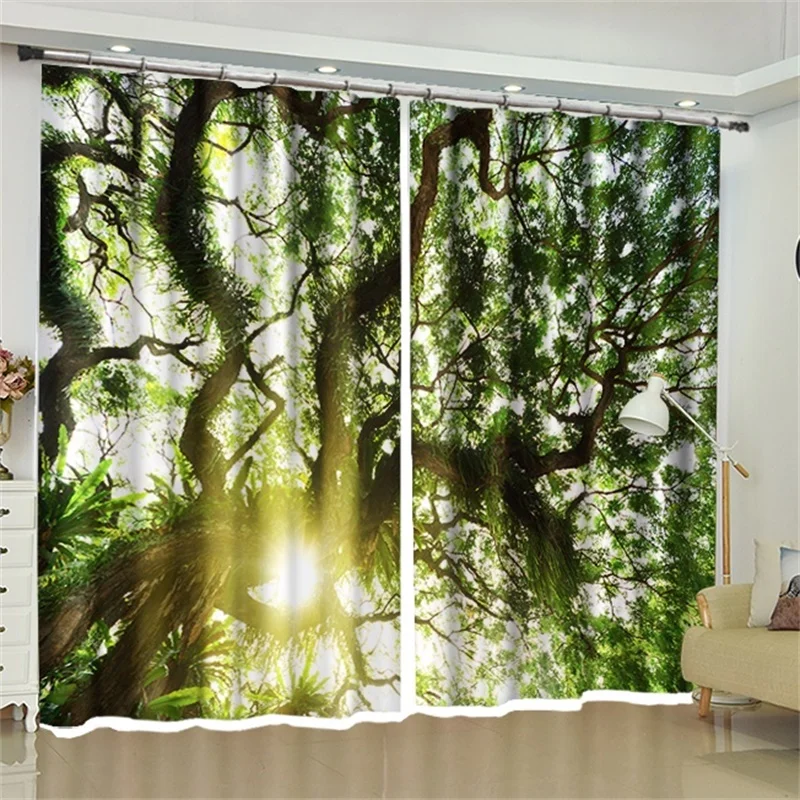 

3D Scenery Tree Crown Fabric Window Curtains Backdrop Fabric Living Room Bedroom Kitchen Rustic Home Decor Blackout Drapes