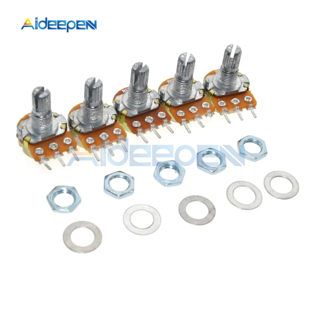5PCS B20K OHM Linear Taper Rotary Potentiometer 20KB Pot 15MM Shaft 3 Pin | Инструменты