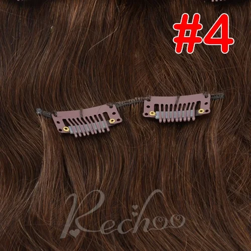Rechoo Человеческие волосы Remy для наращивания на заколках, малазийские волнистые волосы на заколках#4 цвета, 100 г, 120 г, 18, 22 дюйма - Цвет: #4
