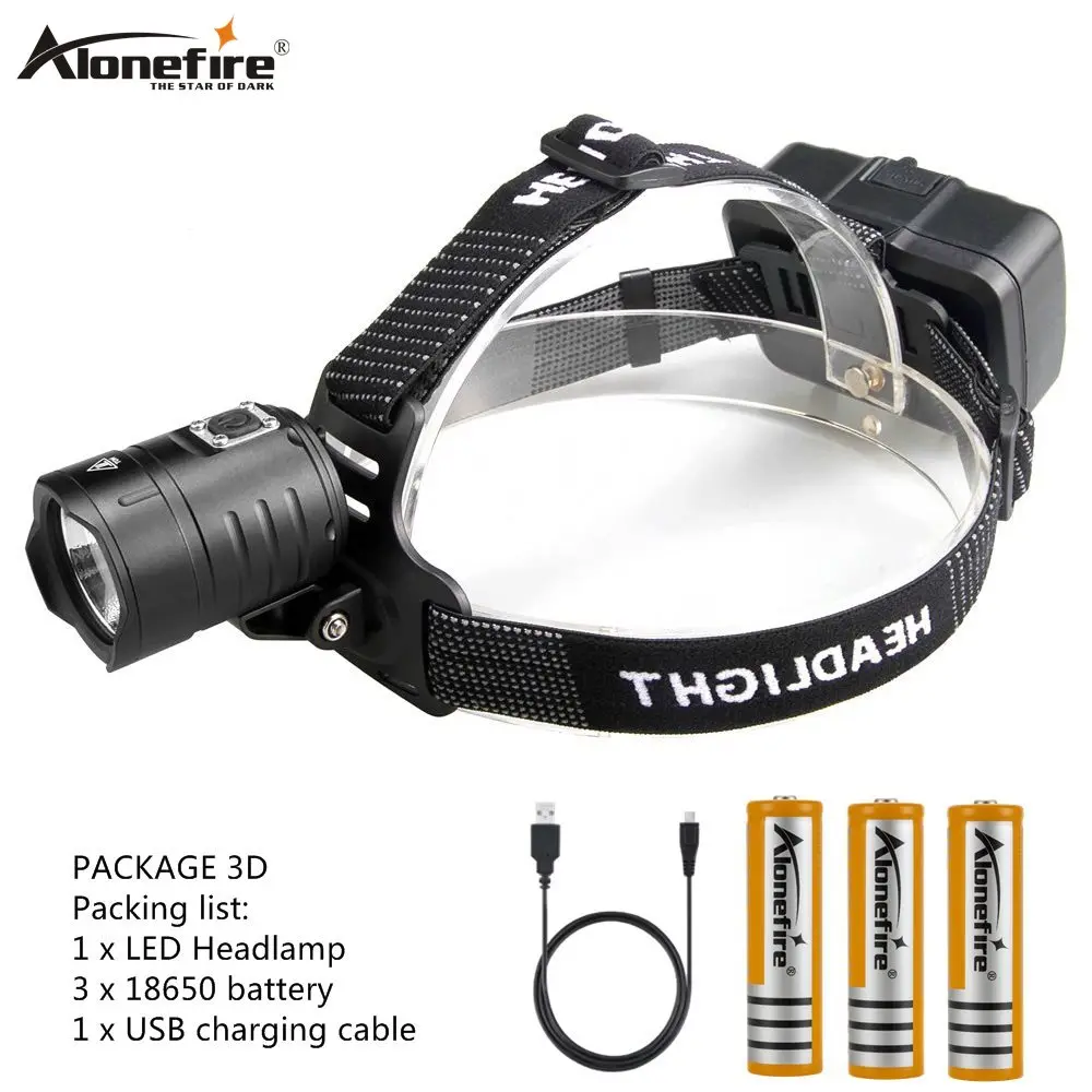 Alonefire HP38 Xlamp XHP70.2 50000LM светодиодный налобный фонарь высокомощный светодиодный налобный фонарь 18650 водонепроницаемый фонарик - Испускаемый цвет: PACKAGE 3D