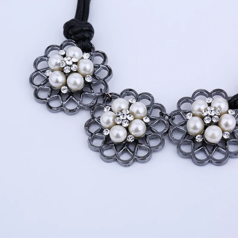 TDQUEEN винтажное ожерелье модная черная подвеска с цветком и жемчужиной Новое