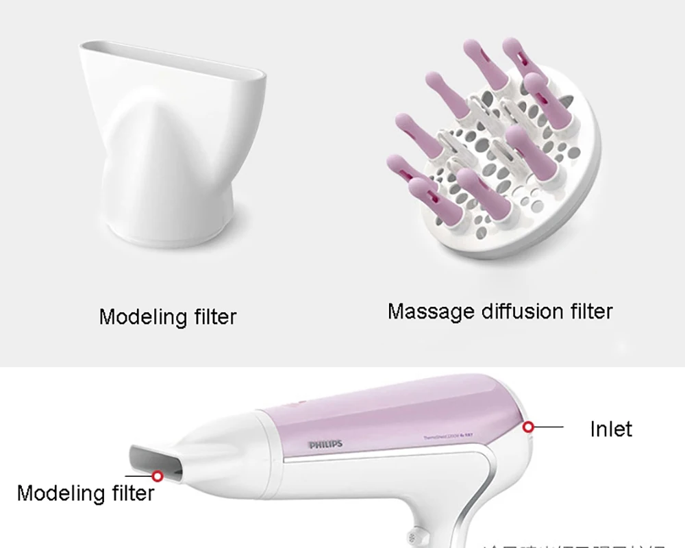 PHILIPS Фен BHD278/75 с 2200 Вт высокой мощности 3 скорости urbo ускорение быстрая сушка для домашнего отрицательного ионизирующий Фен