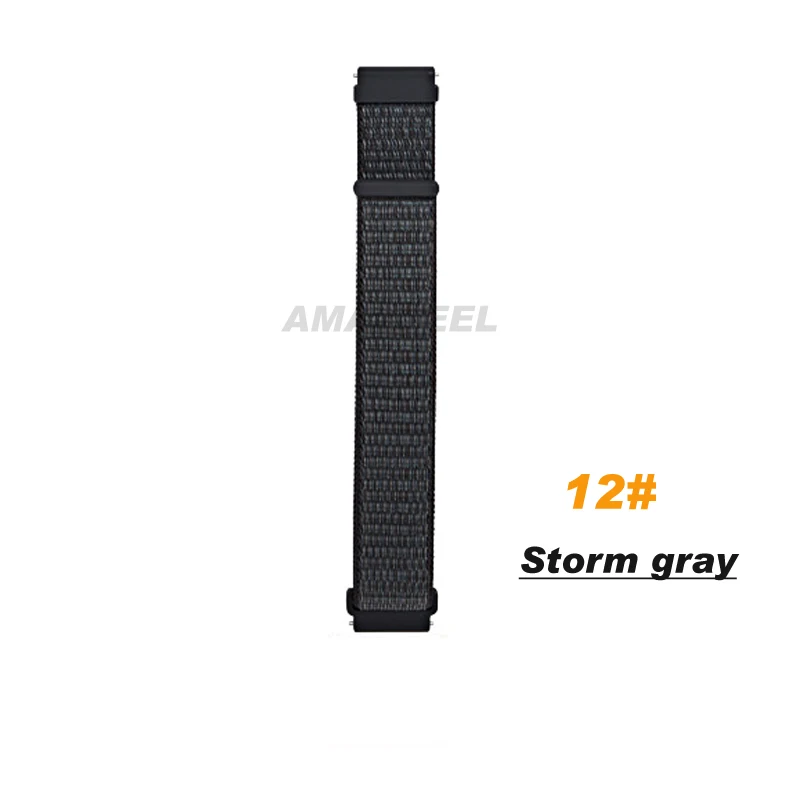 12.storm gray Спортивный нейлоновый ремешок для Amazfit ремешок Bip браслет для huawei Watch GT Honor Magic для Huami Amazfit Pace Stratos 2 GTS GTR 47 мм - Цвет: 12.storm gray