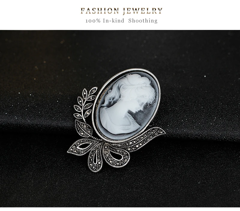 Античное золото цвет Винтаж Камея Броши довольно красивый Queen Роскошные