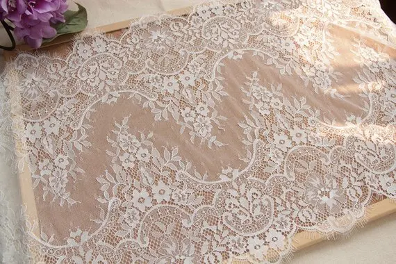 Мягкая белая кружевная ткань Шантильи длиной 3 метра отделка для свадебной вуали
