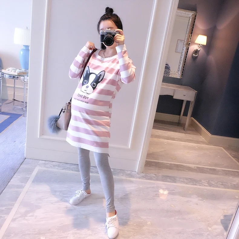 2018 одежда для сна беременных розовые удобные топы и низ Домашняя толстые пижамы