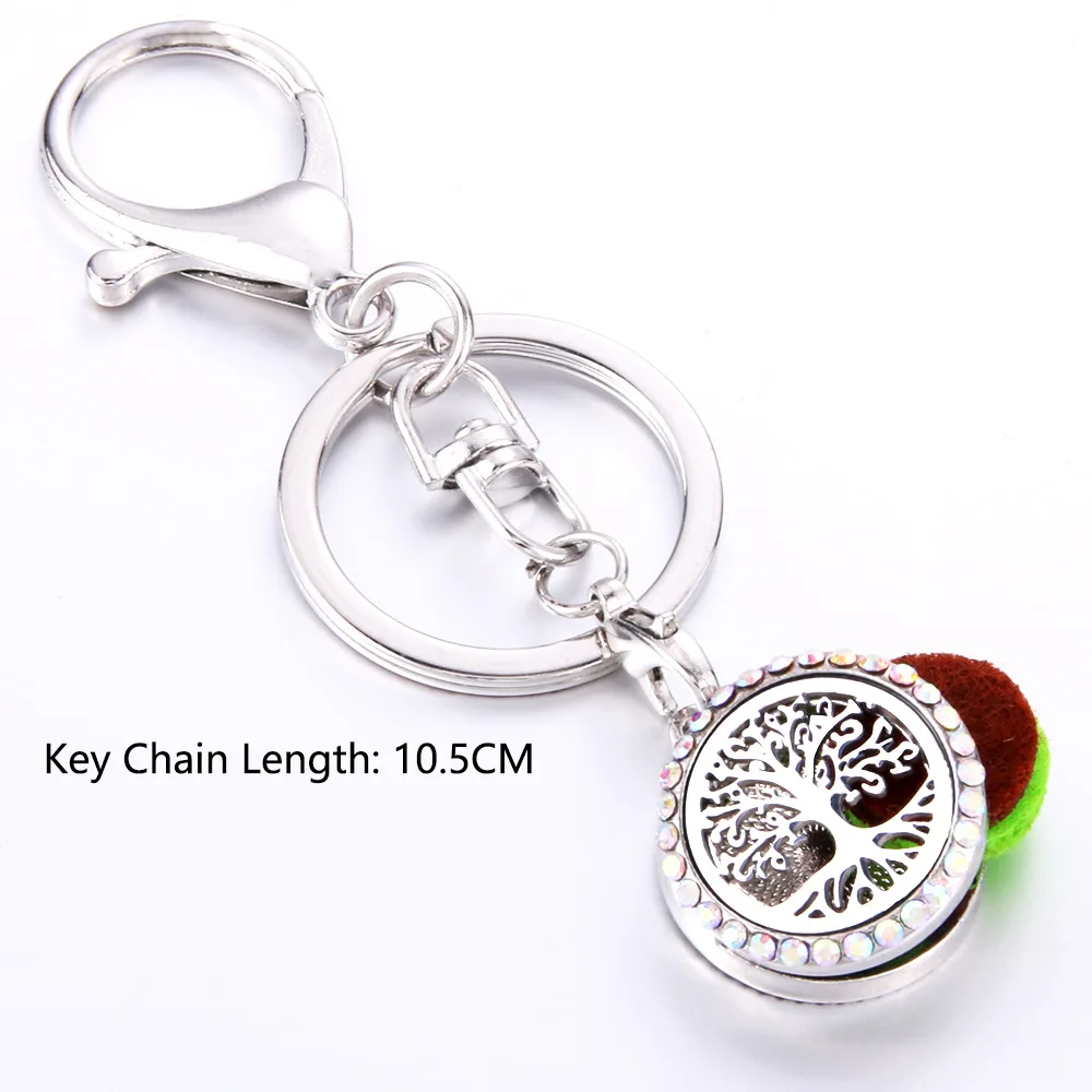 

AB full Rhinestone Moom Perfume KeyChain Stainless Steel Essential Oil Diffuser Perfume Aromatherapy Locket Key Chain Jewelry
