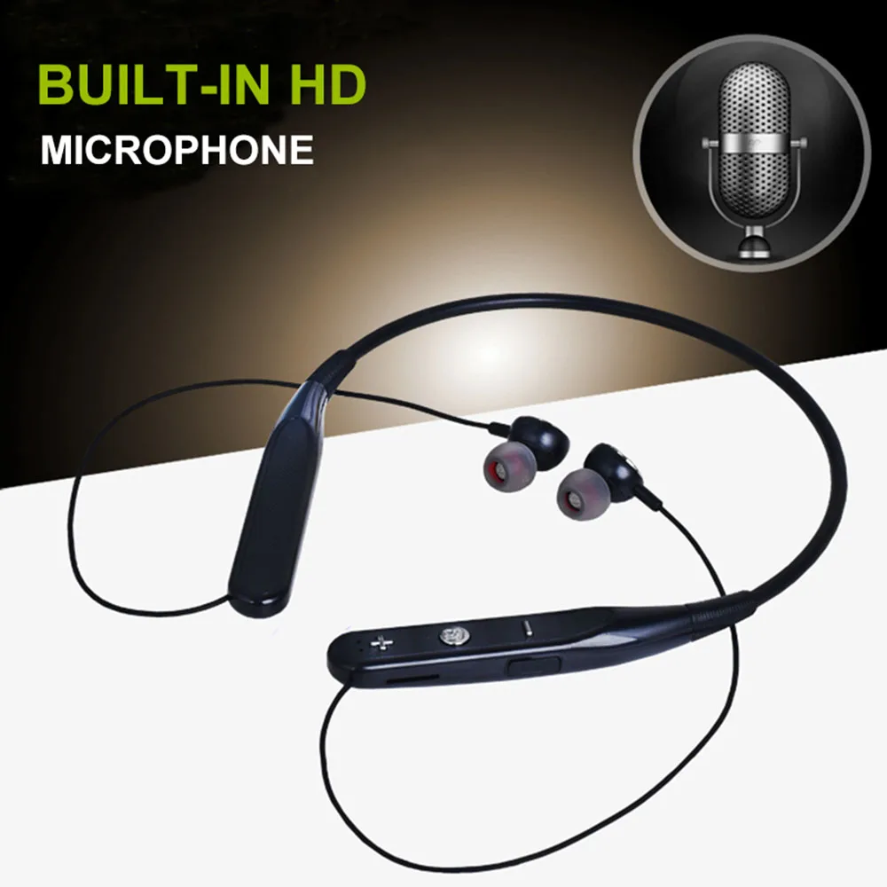 Беспроводные TWS Bluetooth наушники спортивные шейные Поддержка TF карты с микрофоном