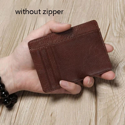 deep brown Брендовый держатель для карт из натуральной кожи новые оригинальные мужские кошельки ручной работы кожаный держатель для карт s мини кошелек Чехол простой набор для карт - Цвет: deep brown