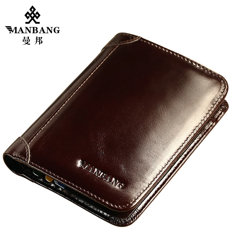 ManBang 100% натуральная кожа кошелек модный короткий двойной мужской Повседневный