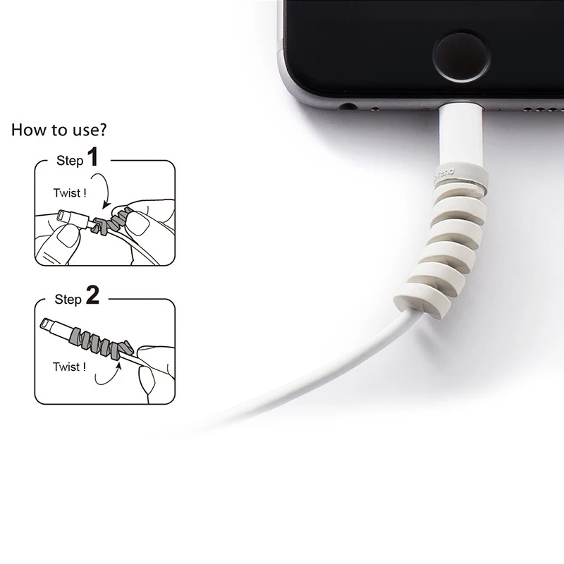 JKING 10Pcs Flexible Spiral Tube Cable Winder Protector Wire Cord Organizer Protetor for Apple Watch iPhone Charging | Электроника
