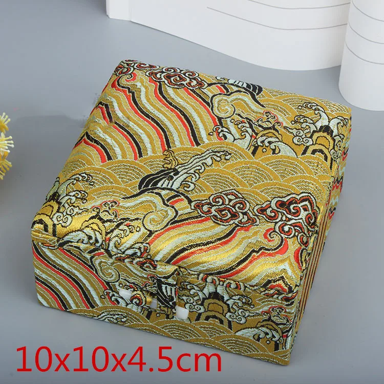 Роскошная квадратная шелковая парча деревянная Подарочная коробка для