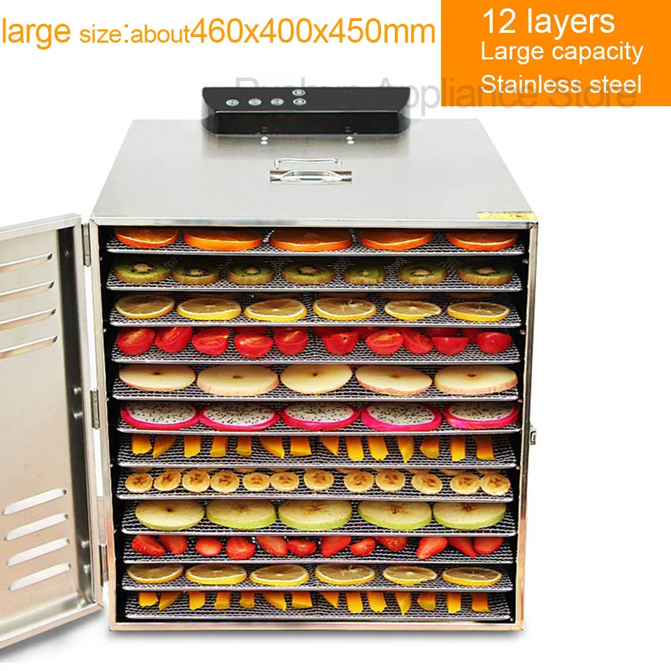 

220v 110v Stainless Steel 12 Trays Food Dehydrator Pet Snacks Dehydration Dryer Fruit Vegetable Herb Meat Drying Machine EU US