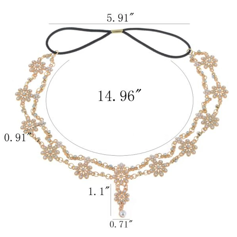 Женская повязка на голову 1 шт. модная с кристаллами и цветами|forehead headbands|chain