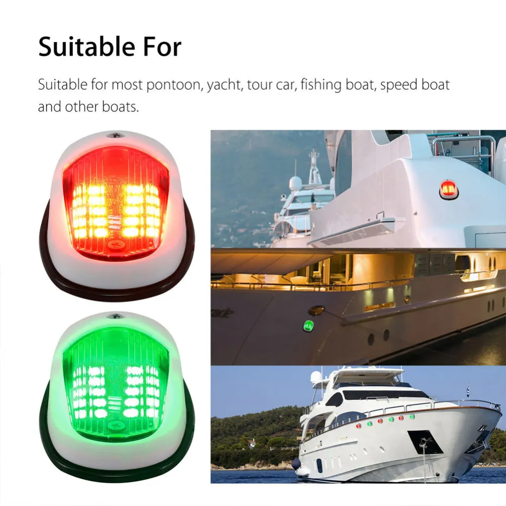 

2pcs Universal ABS Signal Lamp LED Navigation Light Lamp LED Navigation Lights for Port Starboard Marine Boat Yacht Red Green
