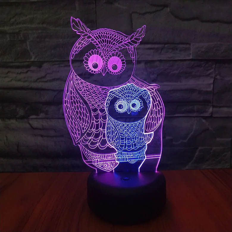 Animal Owl Night Lamp 3d Light Fixture Room Decoration Multicolor Bedside Lamp Baby Luminary Neon Children's Led Night Light Owl
