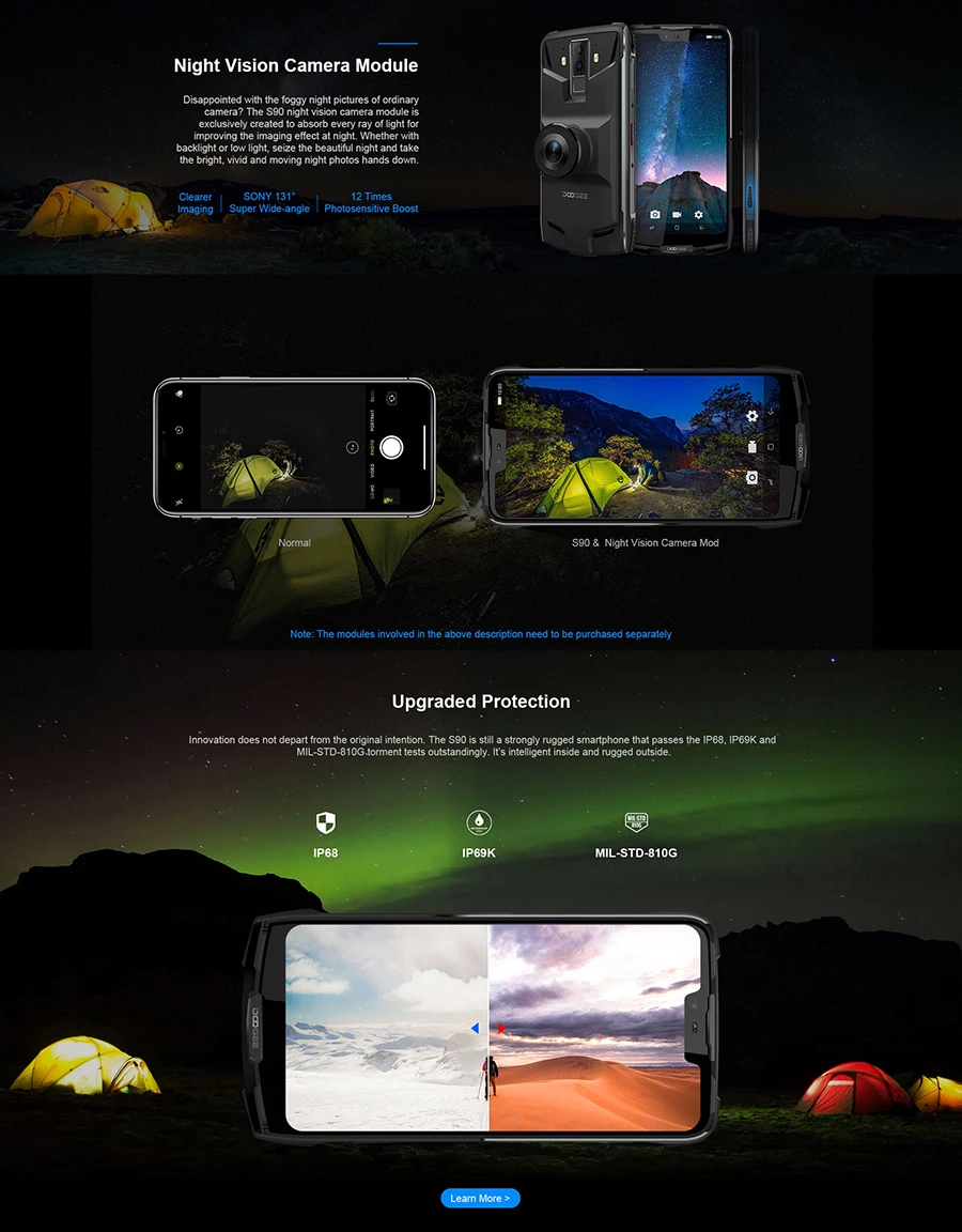 IP68/IP69K DOOGEE S90 модульный прочный мобильный телефон 6,18 дюймов дисплей 5050 мАч Helio P60 Восьмиядерный 6 ГБ 128 ГБ Android 8,1 16,0 M Cam