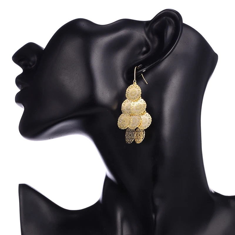 Длинные круглые серьги с блестками и кисточками новые большие богемные подвески