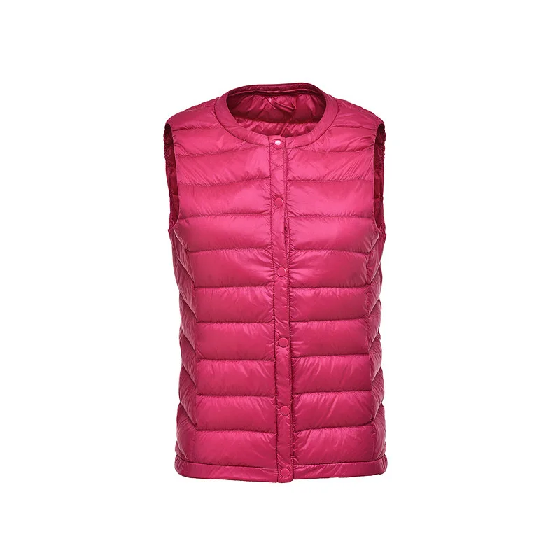 Fitaylor New Ultra Light 90% White Duck Down Women Vest Coat Sleeveless Jacket Autumn Winter Round Collar | Женские пуховики