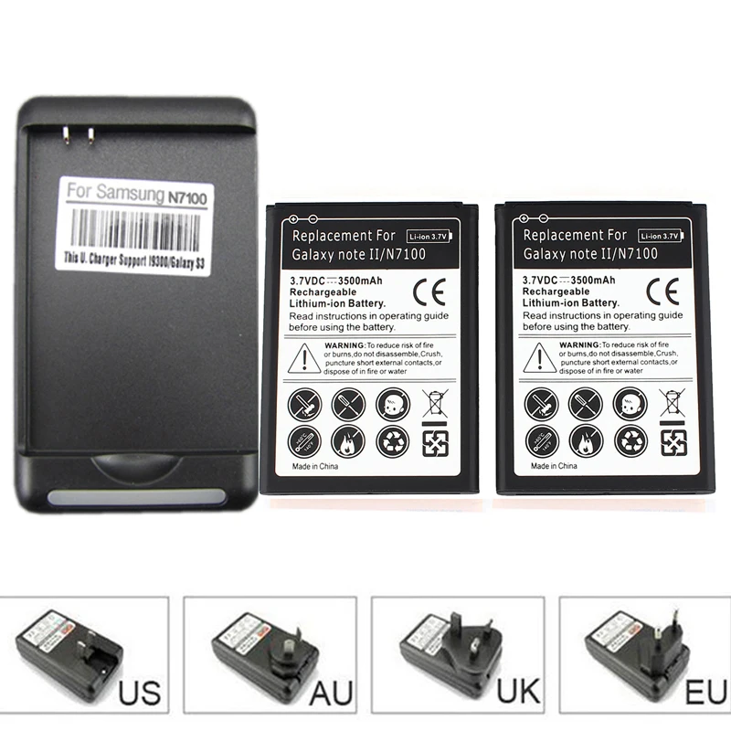 Высокое качество 2x аккумулятор 3500 мАч для телефона + USB настенное зарядное