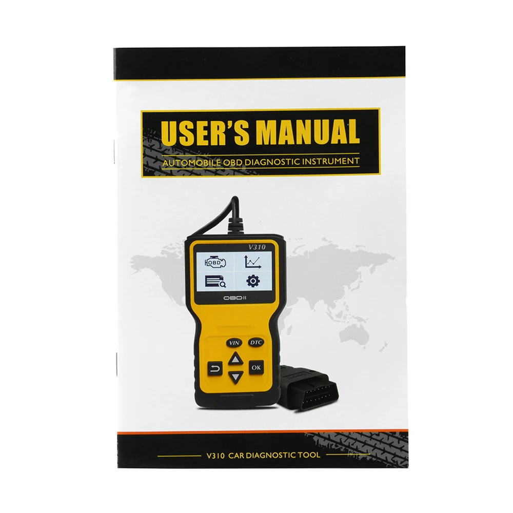 V310 OBDII EOBD Auto Code Reader 6 Languages Automobile Diagnostic Scanner For All OBD2 OBDII Protocols Cars LCD Display