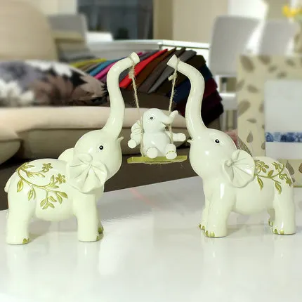 Ручной работы креативный свадебный подарок качели слон семья из трех орнаментов