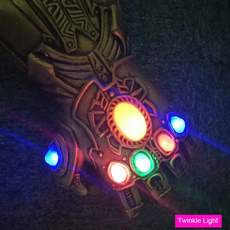 Светодиодный светильник Thanos Infinity Gauntlet Мстители Бесконечность войны косплей светодиодный перчатки ПВХ/латекс фигурка модель игрушки Хэллоуин реквизит
