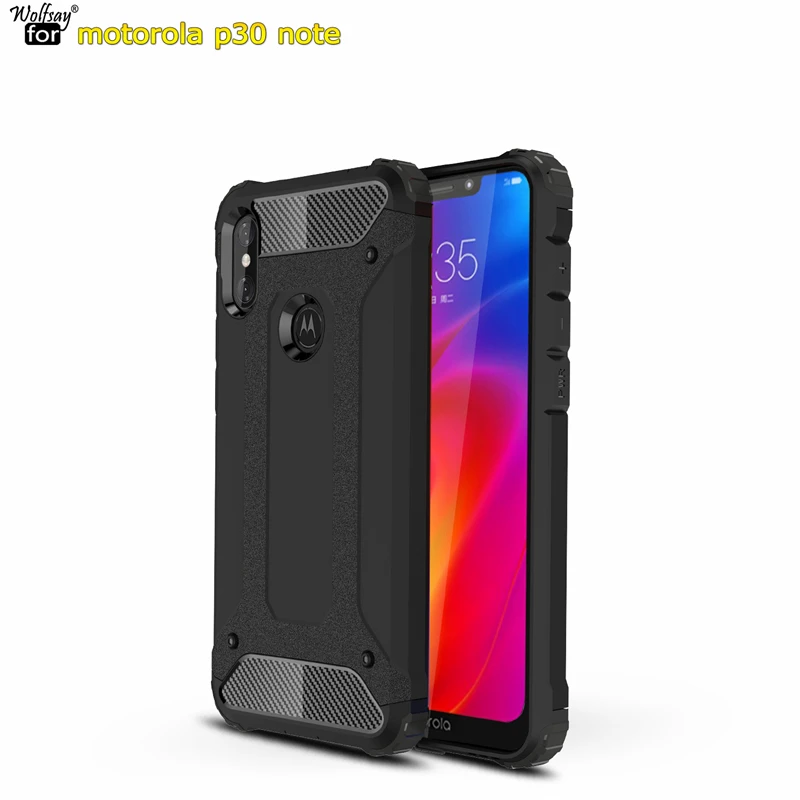 

Wolfsay For Cover Motorola Moto P30 Note Case Hybrid Durable Armor TPU &PC Phone Case for Motorola One Power Case Fundas 6.2"
