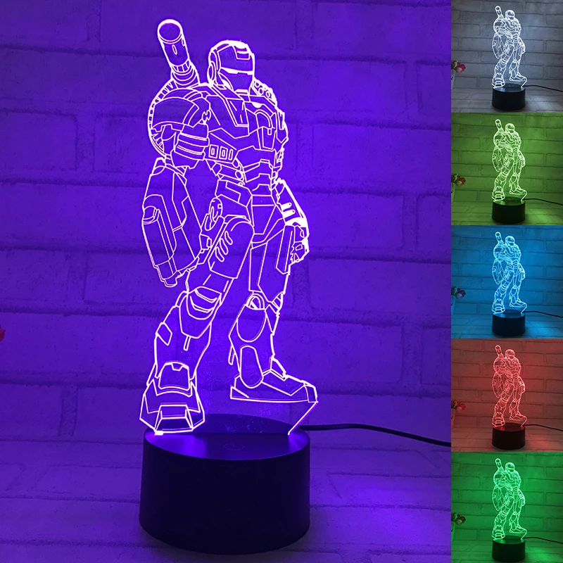 HAIXIANG красочный Железный человек 3D настольная лампа Luminaria светодиодные ночники