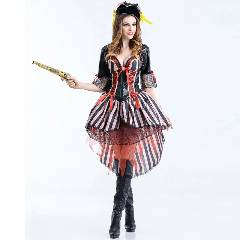 

New Design Pirate Costume Women Adult Halloween Carnival Costumes Fantasia Fancy Dress Caribbean Pirates Costume Cosplay Outfits