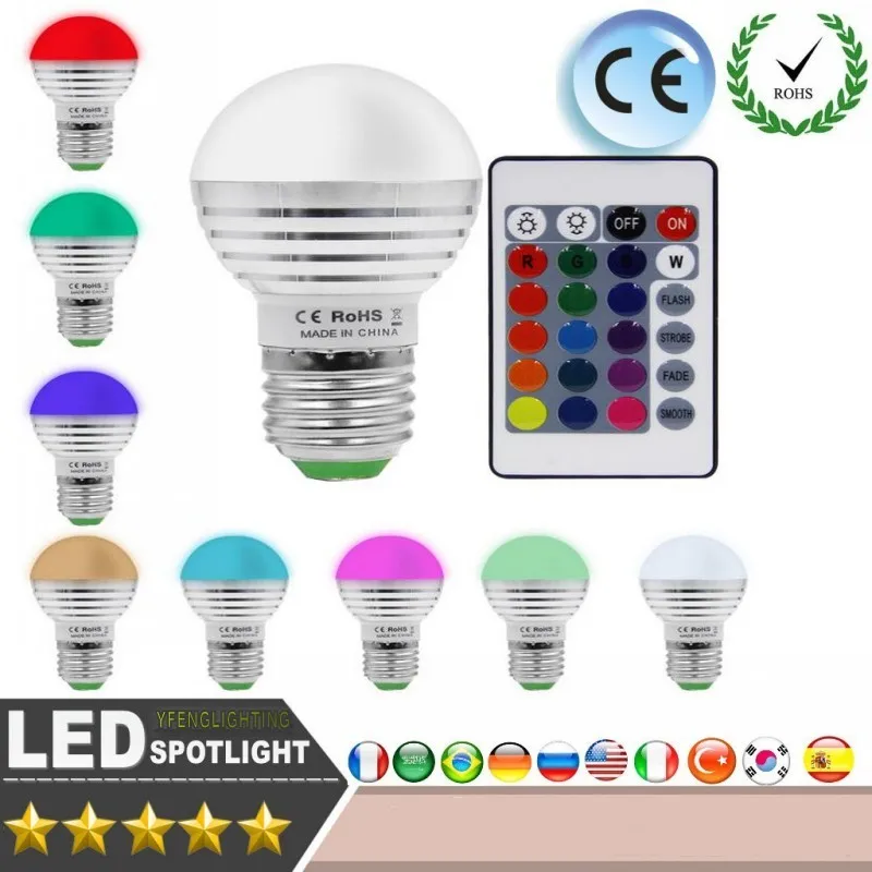 220 В 6 Вт 85 265 в E27 E14 RGB Светодиодная лампа 16 цветов Волшебная ночного света с