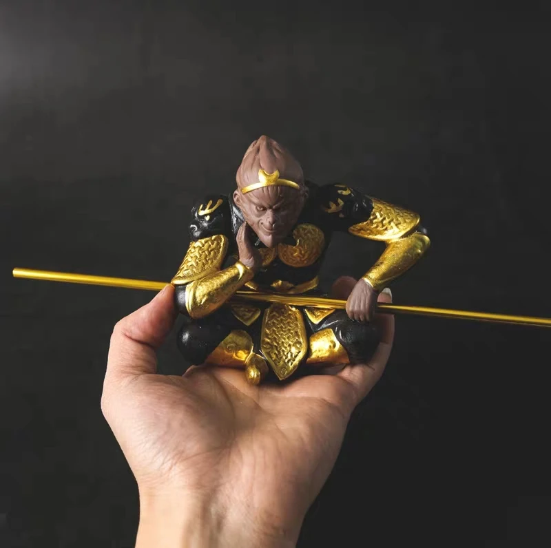 11 см китайская статуя короля обезьяны Sun Wukong керамическая модель боевой победы