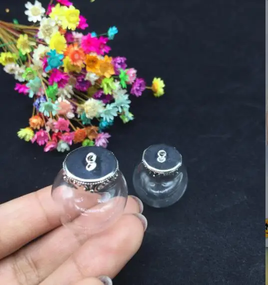 20sets/lot 25*15mm Clear glass globe orb with antique silver crown tray findings set bubble DIY vial diy pendant jewelry | Украшения и
